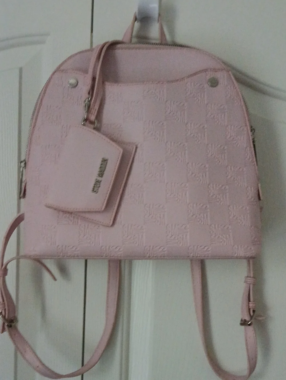 Steve Madden Blush Pink Embossed Signature Backpack